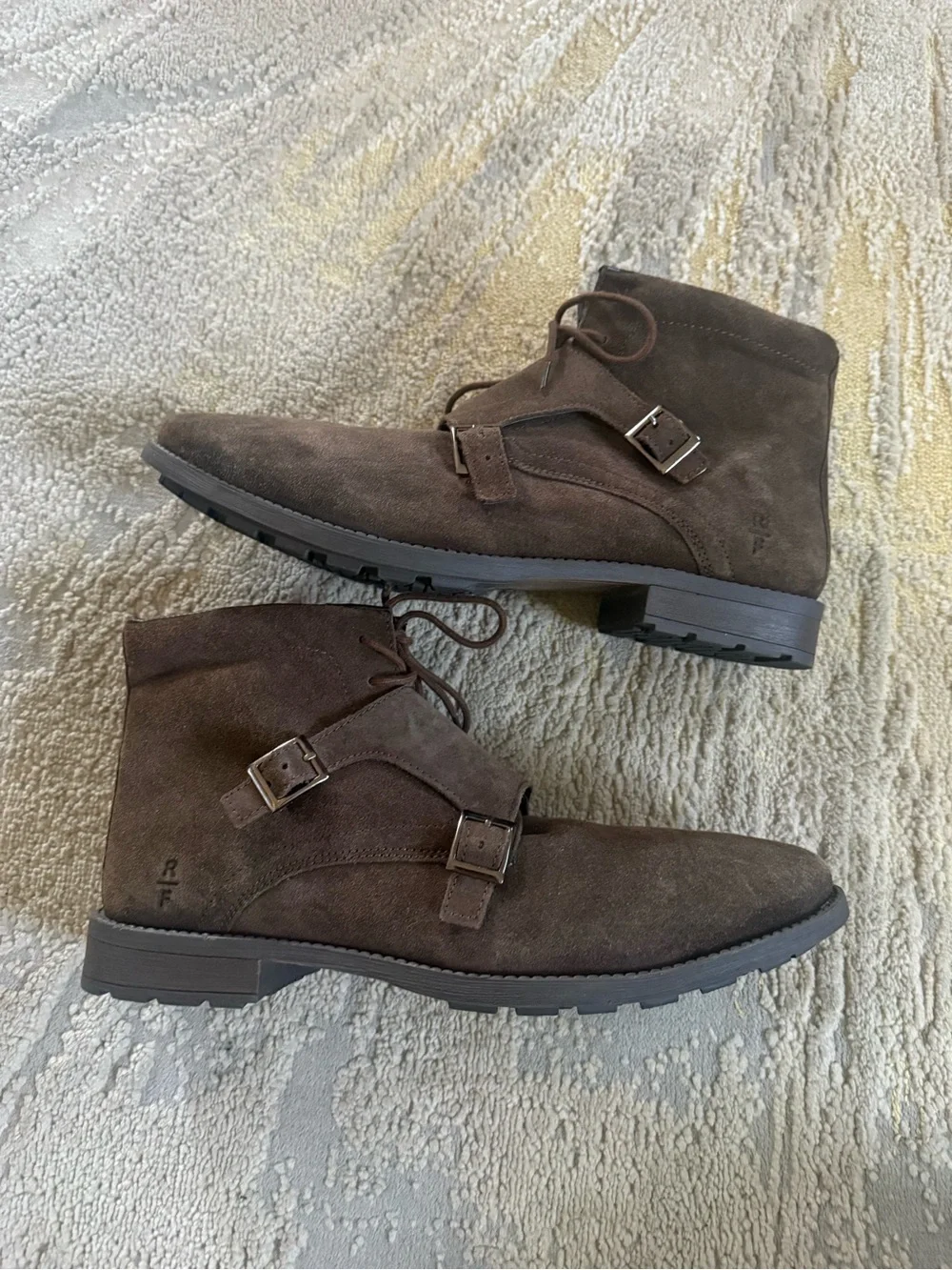 Reserved Footwear chocolate suede leather  Camolin Boot buckle lace up 13